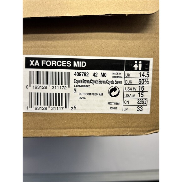 SALOMON SZ 15 MENS XA FORCES MID Coyote Brown Lace Up New in Box - Picture 9 of 9